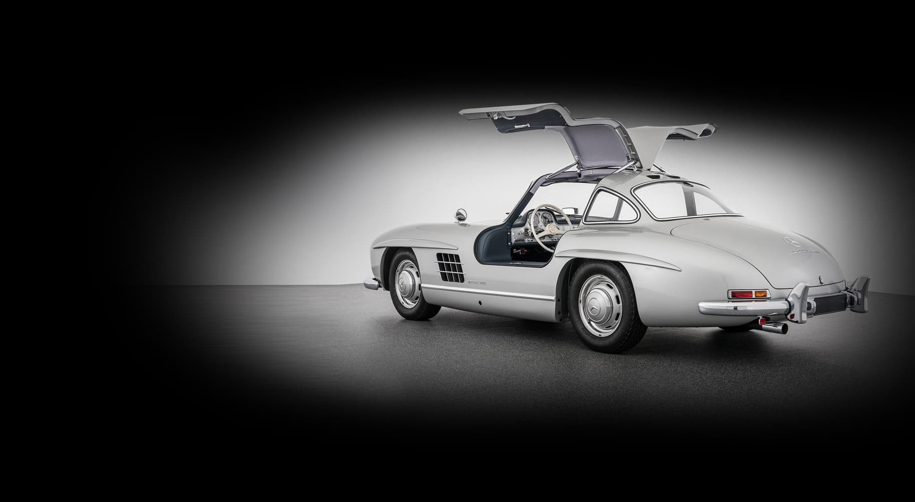 Mercedes-Benz 300SL Gullwing classic car in professional photography studio at The Asylum