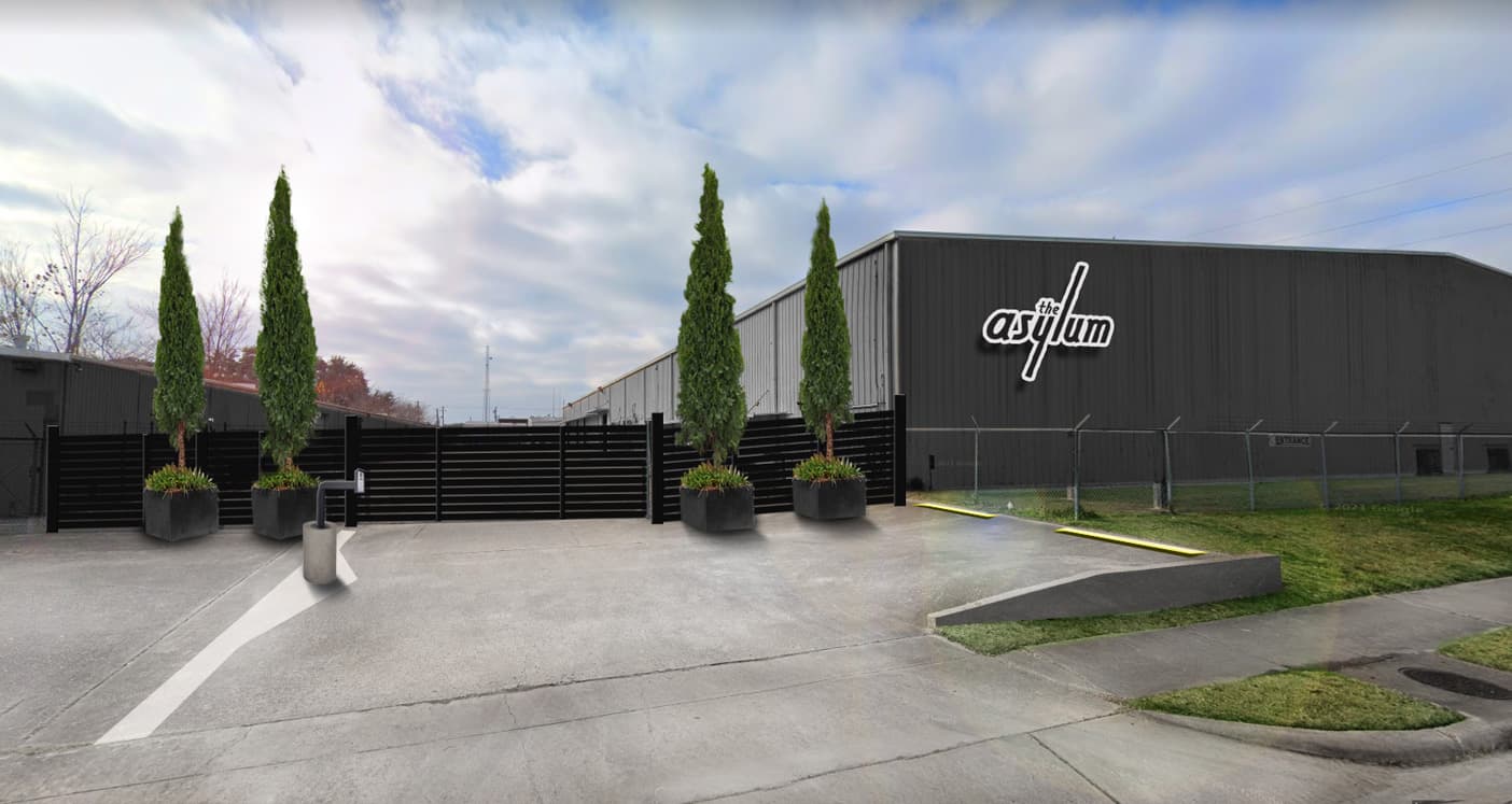 The Asylum car storage facility exterior in Houston, Texas