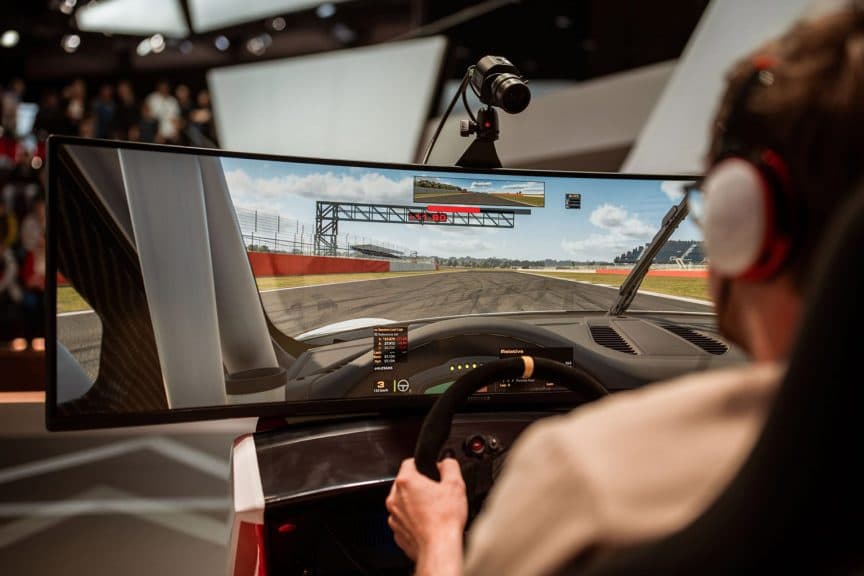Professional racing simulator in action at The Asylum